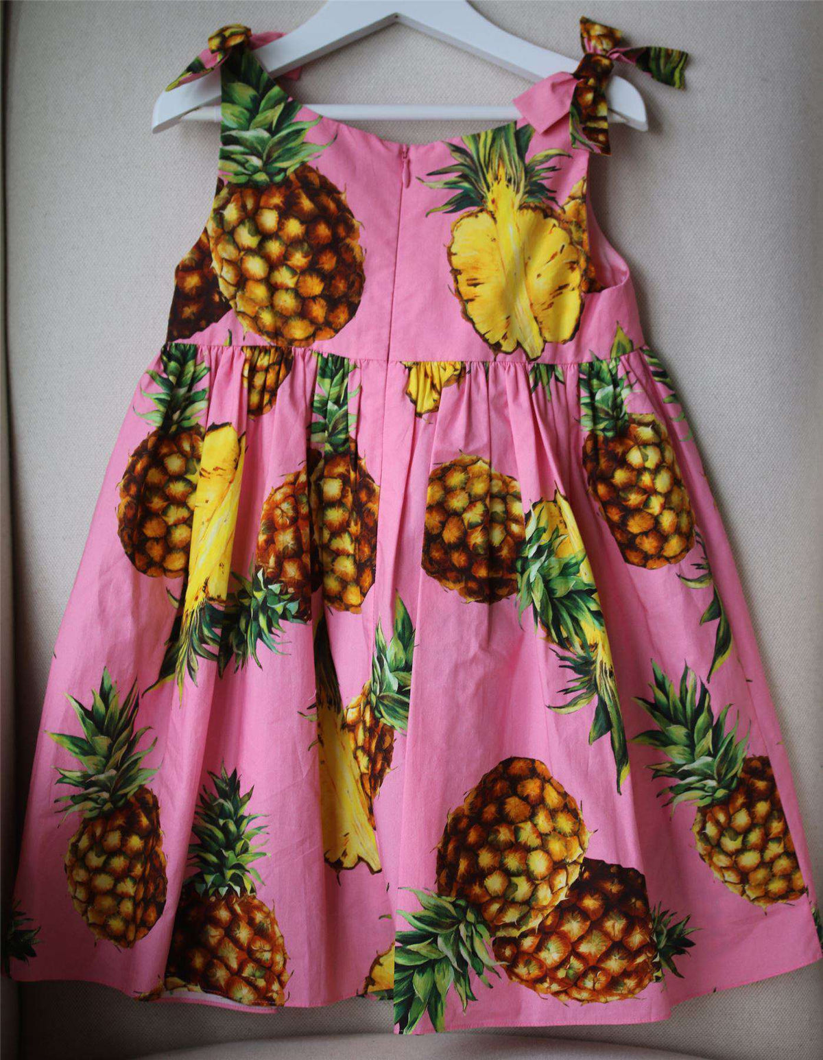 DOLCE & GABBANA GIRLS PINK PINEAPPLE PRINT DRESS 4 YEARS