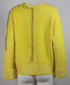 MIRA MIKATI EMBROIDERED RIBBED KNIT SWEATER FR 38 UK 10