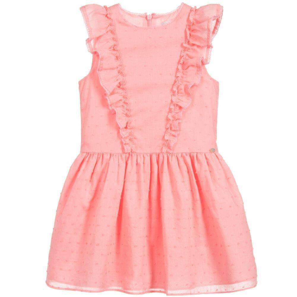 TARTINE ET CHOCOLAT KIDS GIRLS RUFFLE COTTON DRESS 6 YEARS