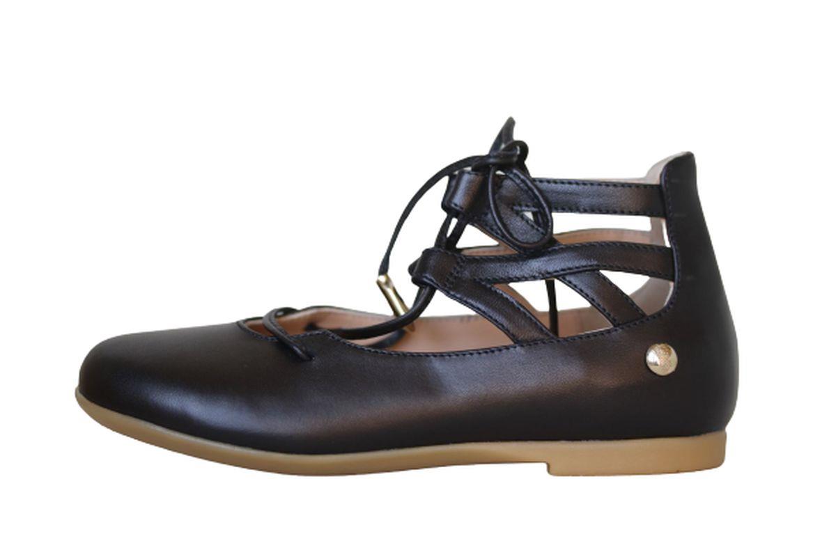 AQUAZZURA KIDS BELGRAVIA BLACK LACE-UP FLATS EU 25 UK 7