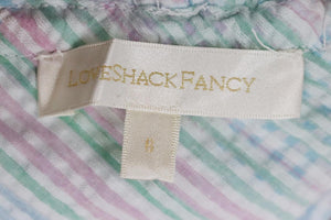 LOVESHACKFANCY OFF THE SHOULDER CROPPED CHECKED COTTON TOP US 6 UK 10