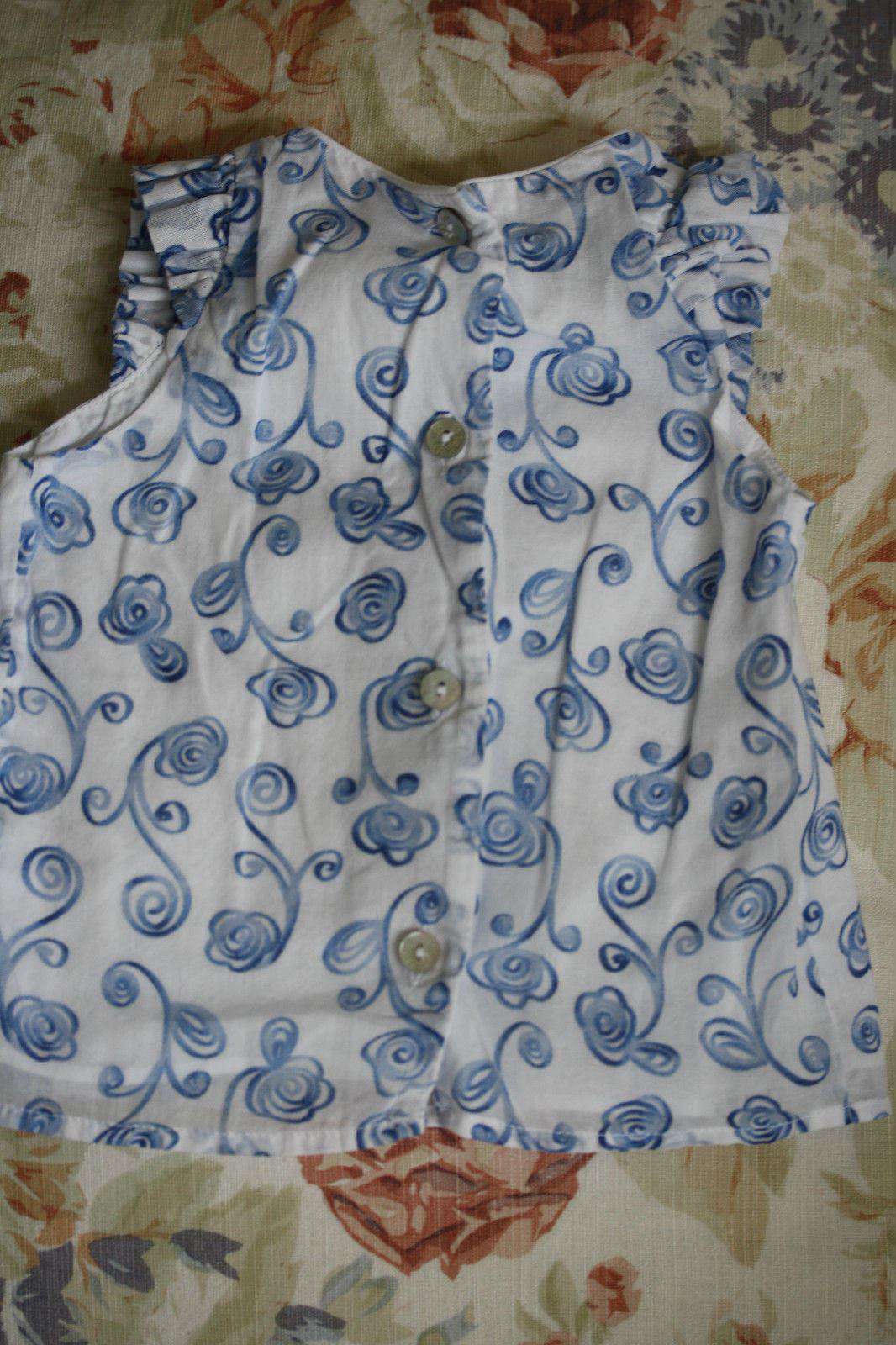 BABY DIOR BLUE CHINA FLORAL BLOUSE 3 MONTHS