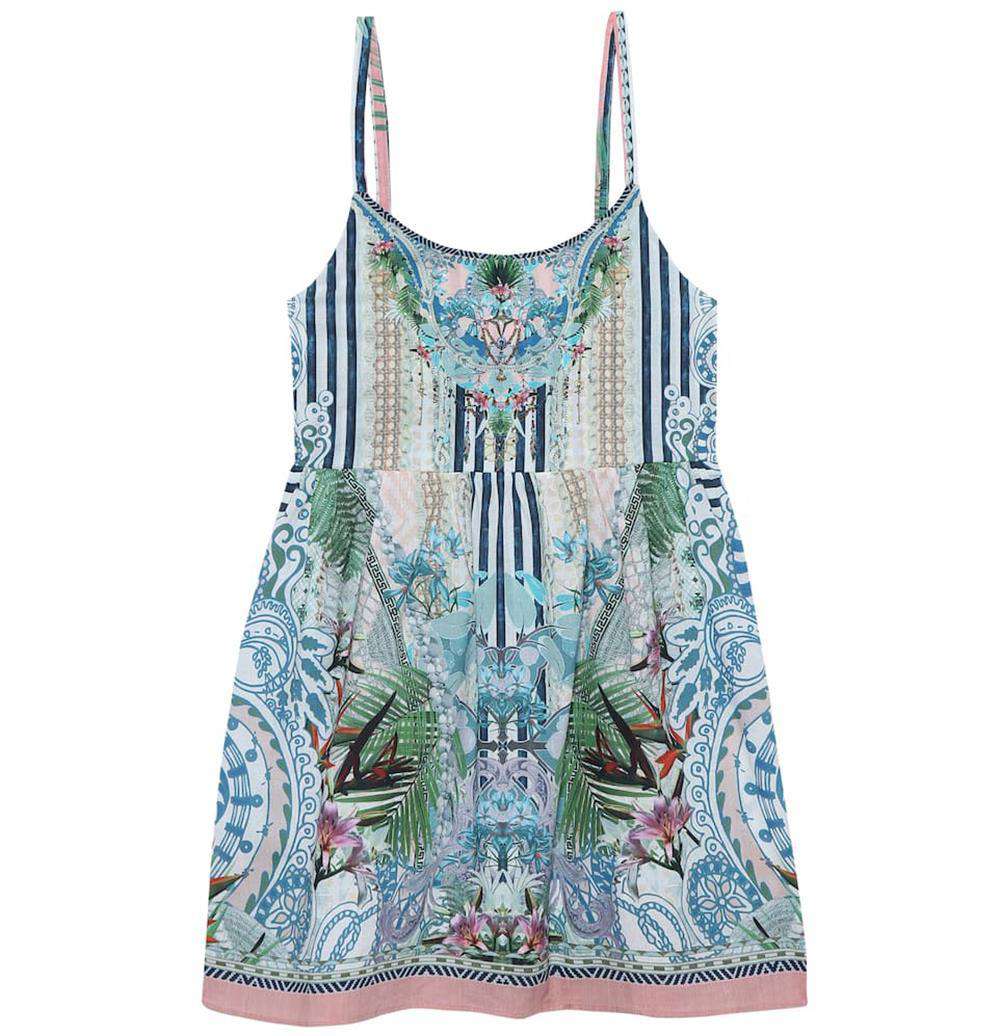 CAMILLA KIDS GIRLS EMBELLISHED PRINTED COTTON DRESS 6 YEARS