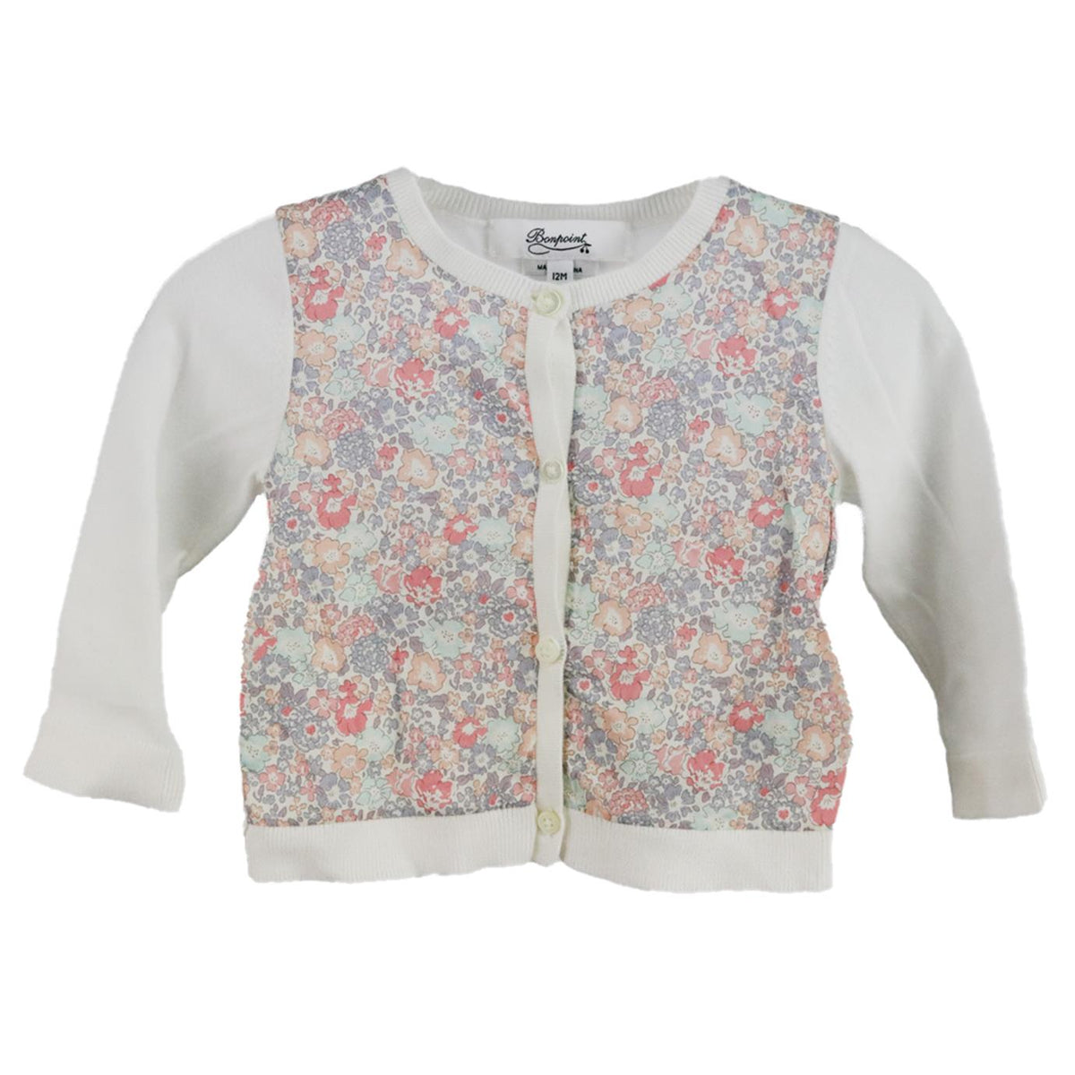 BONPOINT BABY GIRLS FLORAL COTTON CARDIGAN 12 MONTHS