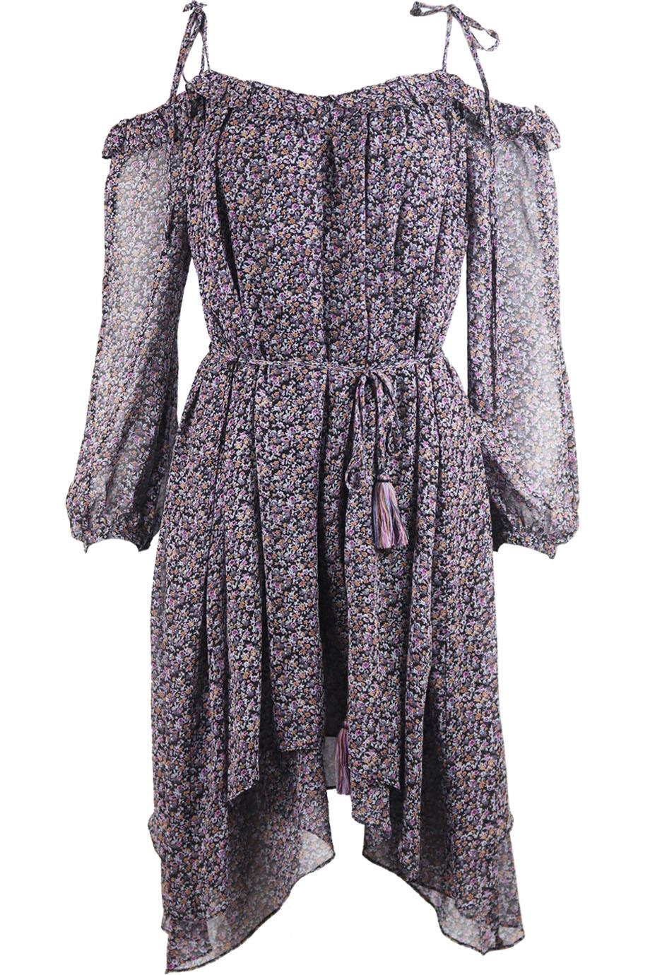 LOVESHACKFANCYCHARLOTTE FLORAL PRINT SILK DRESS MEDIUM