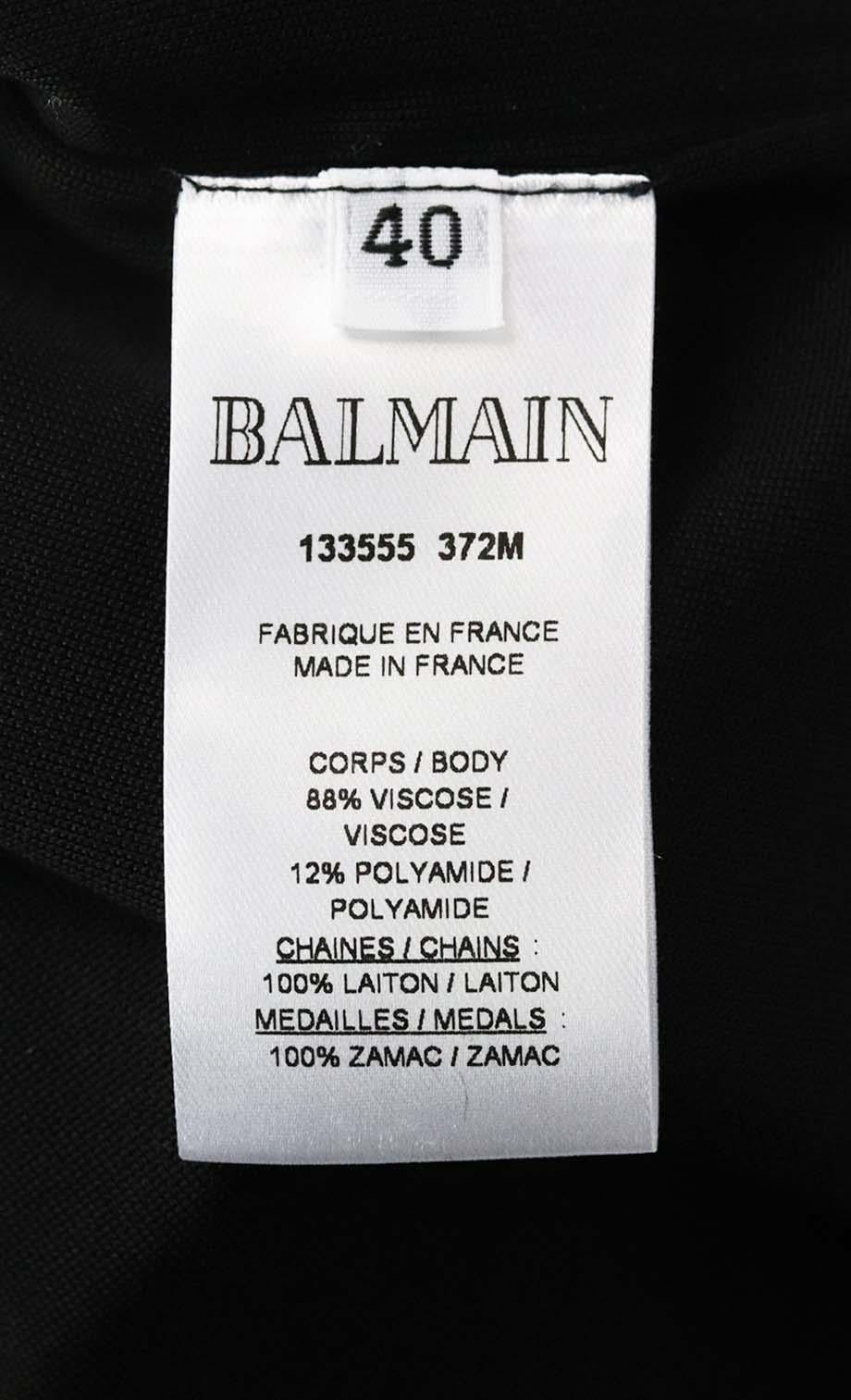 BALMAIN EMBELLISHED HALTERNECK STRETCH KNIT MINI DRESS FR 40 UK 12