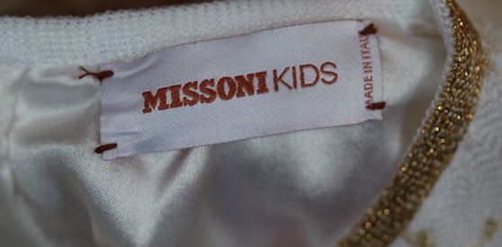 MISSONI GIRLS WHITE AND GOLD KNIT DRESS 4-5 YEARS