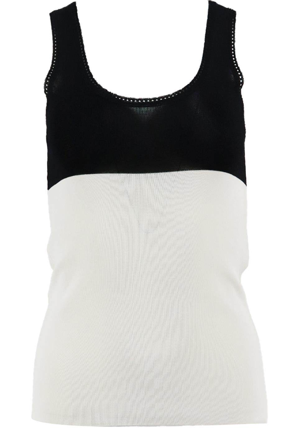 BALENCIAGA TWO TONE STRETCH KNIT TOP FR 34 UK 6