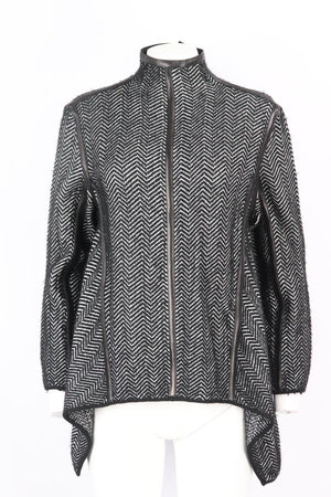 TOM FORD LEATHER TRIMMED CASHMERE BLEND SWEATER XSMALL