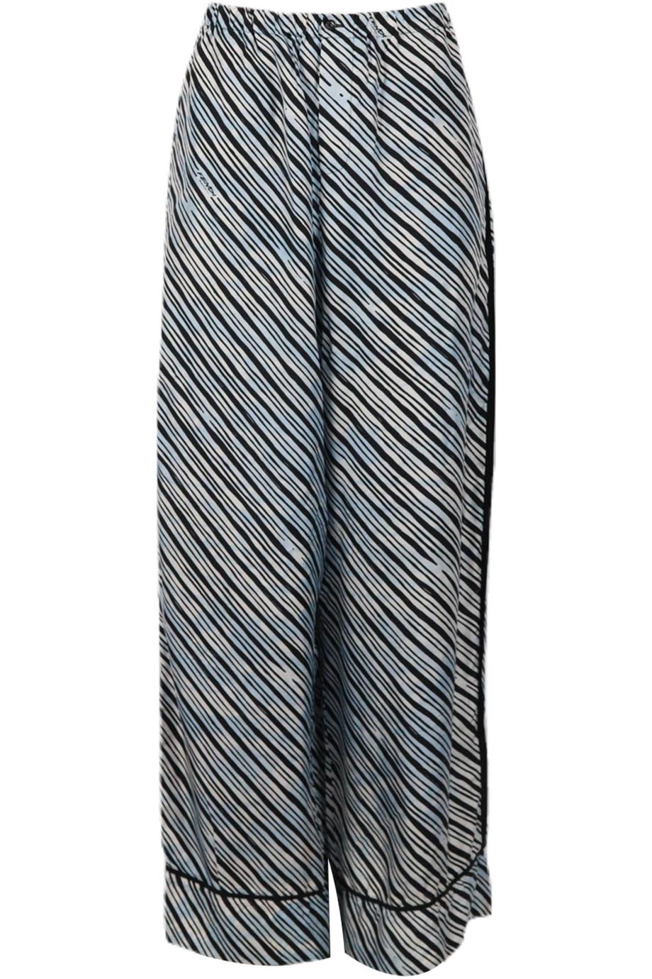 FENDI STRIPED SILK WIDE LEG PANTS IT 42 UK 10