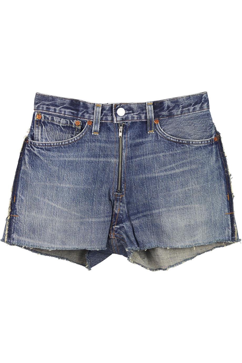 RE/DONE DISTRESSED HIGH WAISTED DENIM SHORTS W24 UK 6