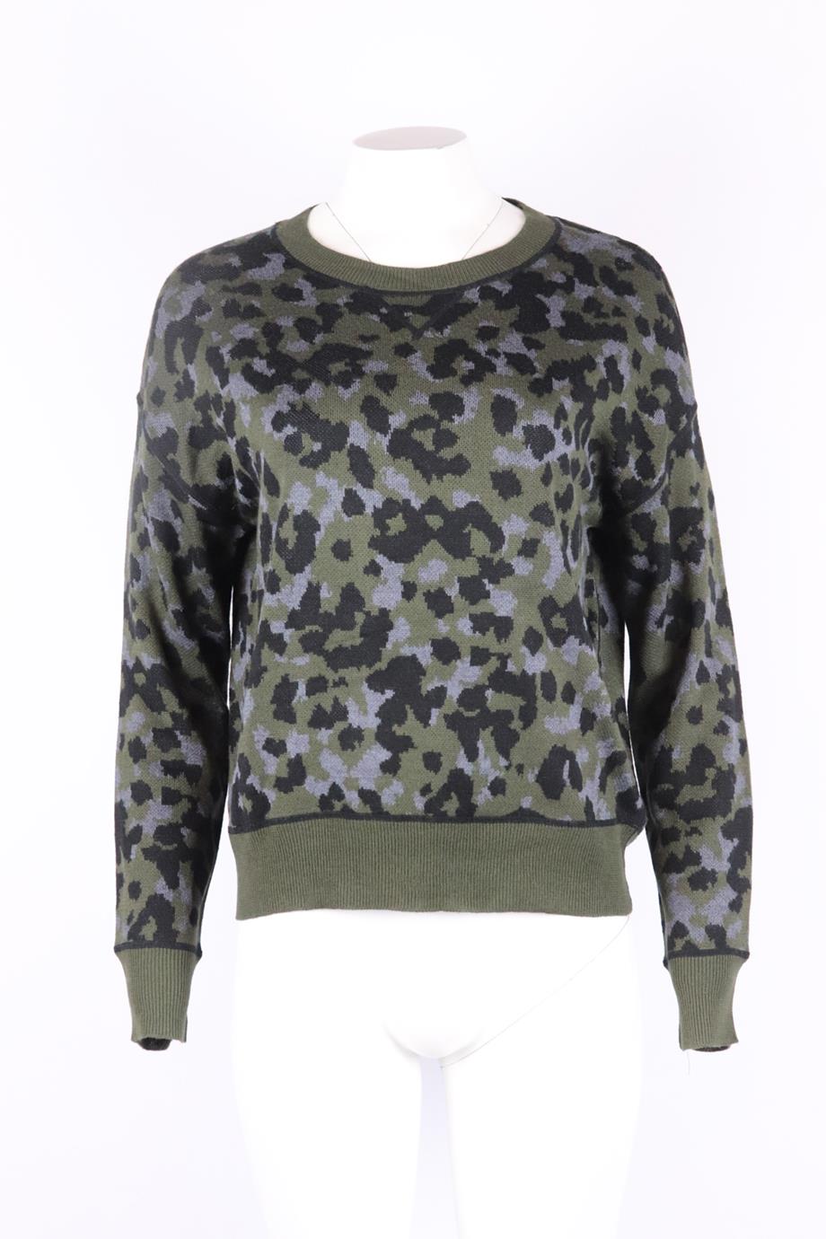 JOHN AND JENN LEOPARD JACQUARD KNIT SWEATER MEDIUM