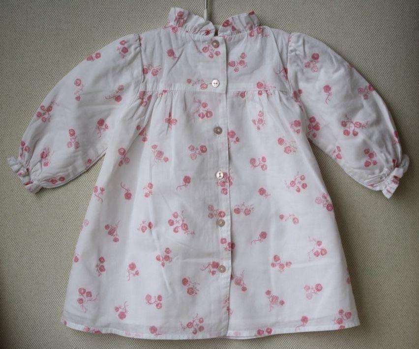 BABY DIOR PINK FLOWER WHITE COTTON DRESS 3 MONTHS
