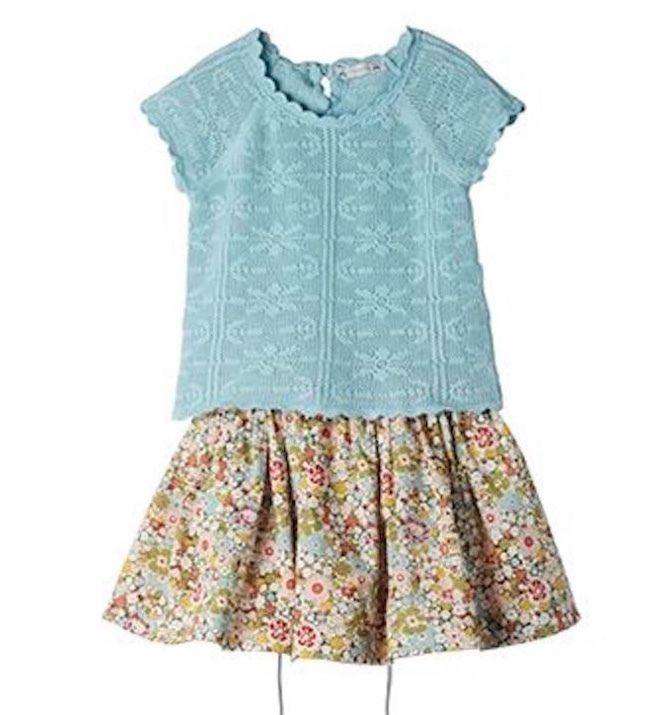 BONPOINT BABY CROCHET AQUA BLUE SWEATER TOP 3 YEARS