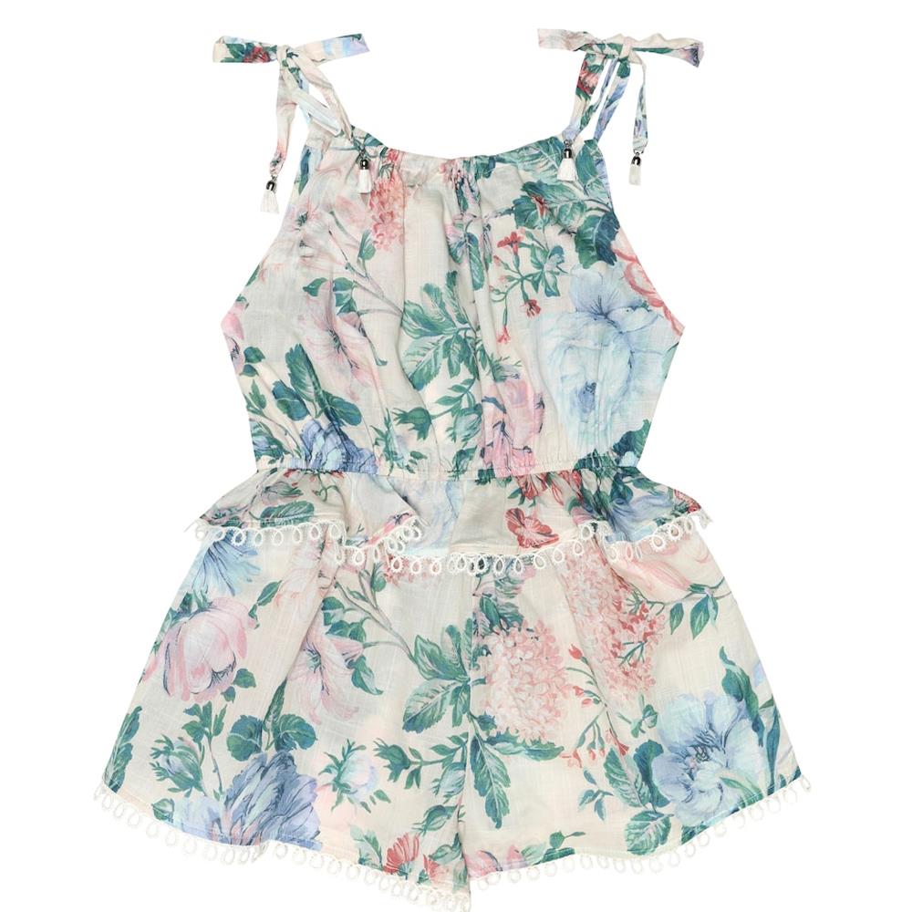 ZIMMERMANN KIDS GIRLS FLORAL COTTON PLAYSUIT 6 YEARS