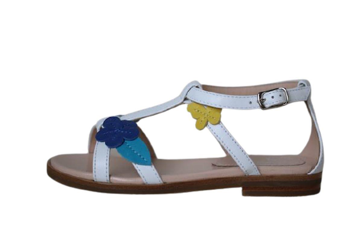 IL GUFO GIRLS WHITE LEATHER FLORAL SANDALS EU 26 UK 8.5