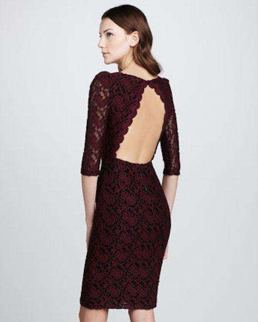 ALICE AND OLIVIA MARCH RED LACE OPEN BACK DRESS US 10 UK 14
