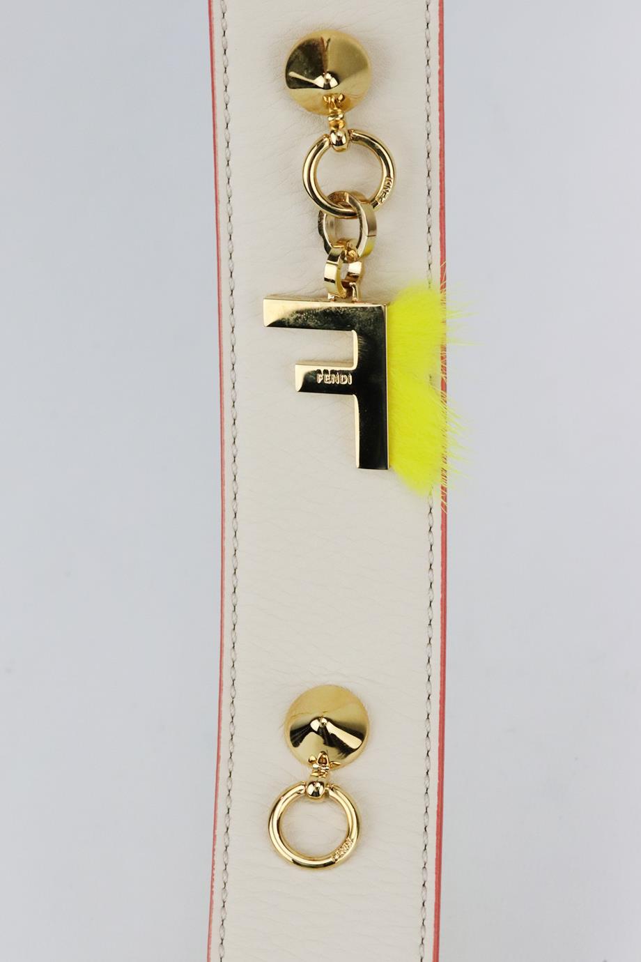 FENDI TWO TONE LEATHER BAG STRAP WITH CHARM
