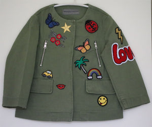 ERMANNO SCERVINO GIRLS GREEN PATCH MILITARY JACKET 4 YEARS