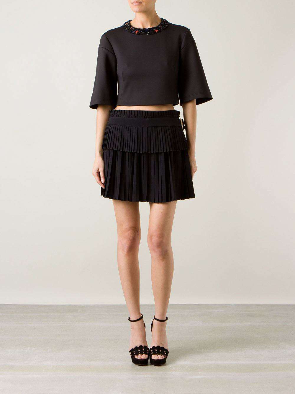 ALEXANDER MCQUEEN BLACK BEADED NECKLINE SCUBA TOP IT 40 UK 8