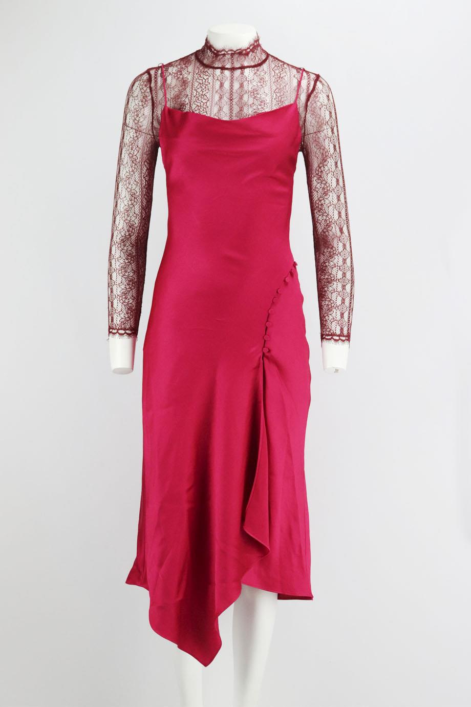 jonathan simkhai red lace dress Jonathan Simkhai Sateen Lingerie Lace Overlay Dress - siren red