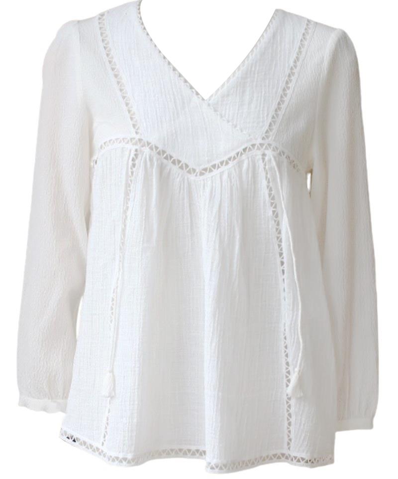 MASSCOB CRINKLED LINEN-BLEND TOP SMALL
