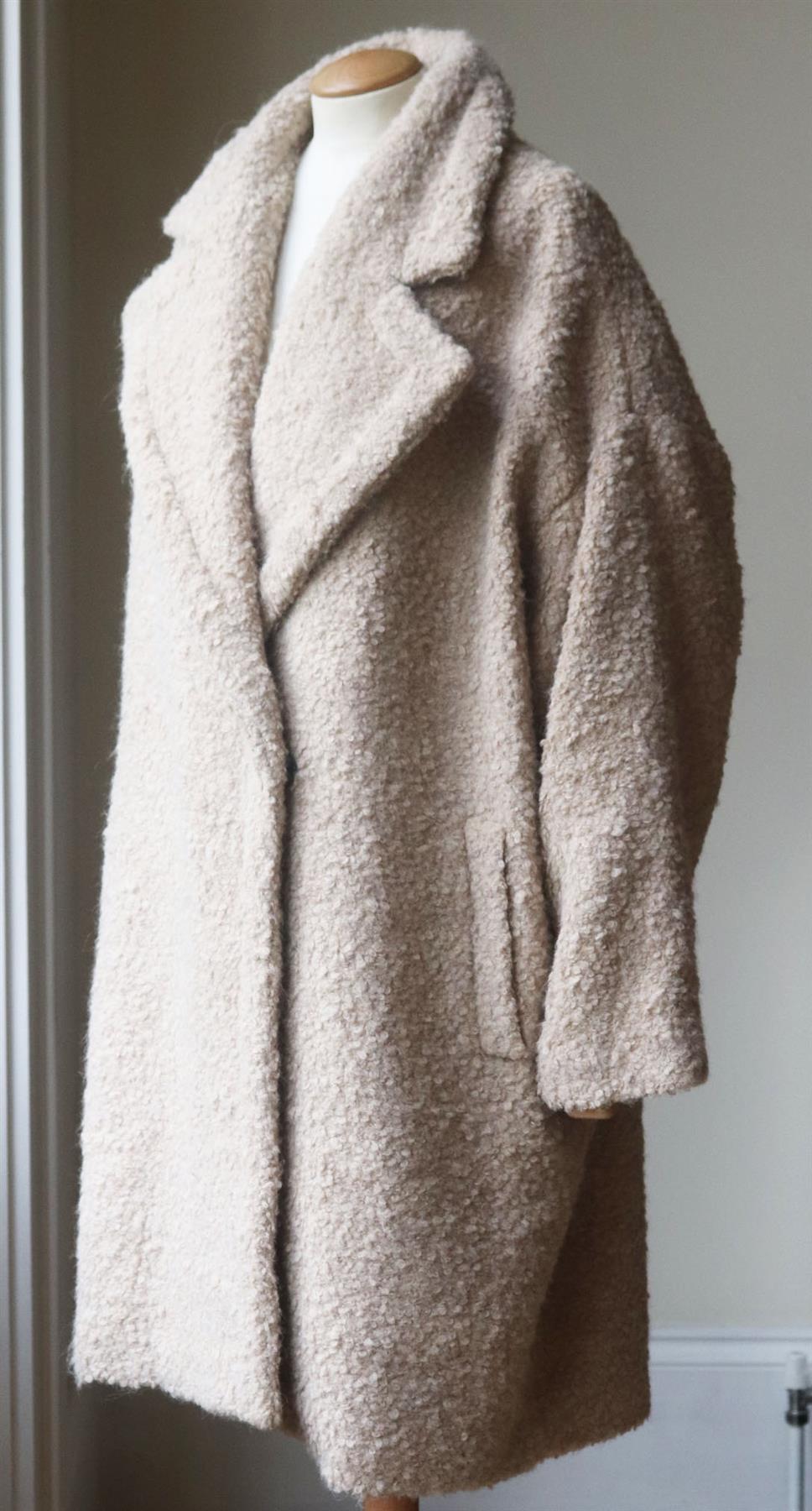 IRO KATI OVERSIZED WOOL BLEND BOUCLÉ COAT FR 44 UK 16