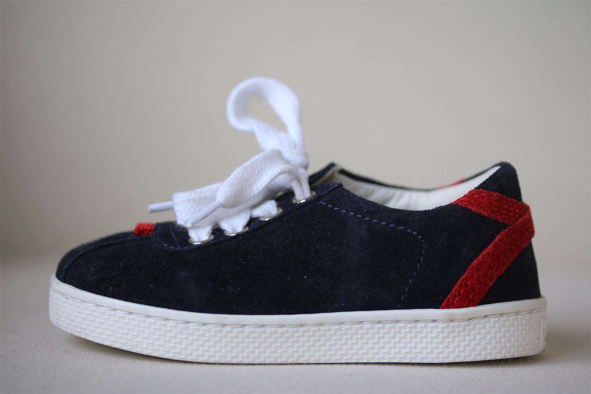 GUCCI BABY BOYS NAVY BLUE SUEDE TRAINERS EU 20 UK 4