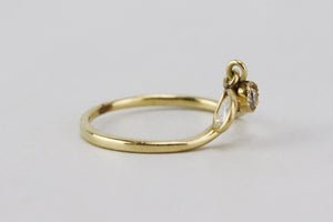 JACQUIE AICHE 14K YELLOW GOLD TEARDROP DIAMOND SHAKER V RING 15 MM
