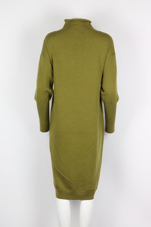 LINE AND DOT KNITTED TURTLENECK MIDI DRESS SMALL