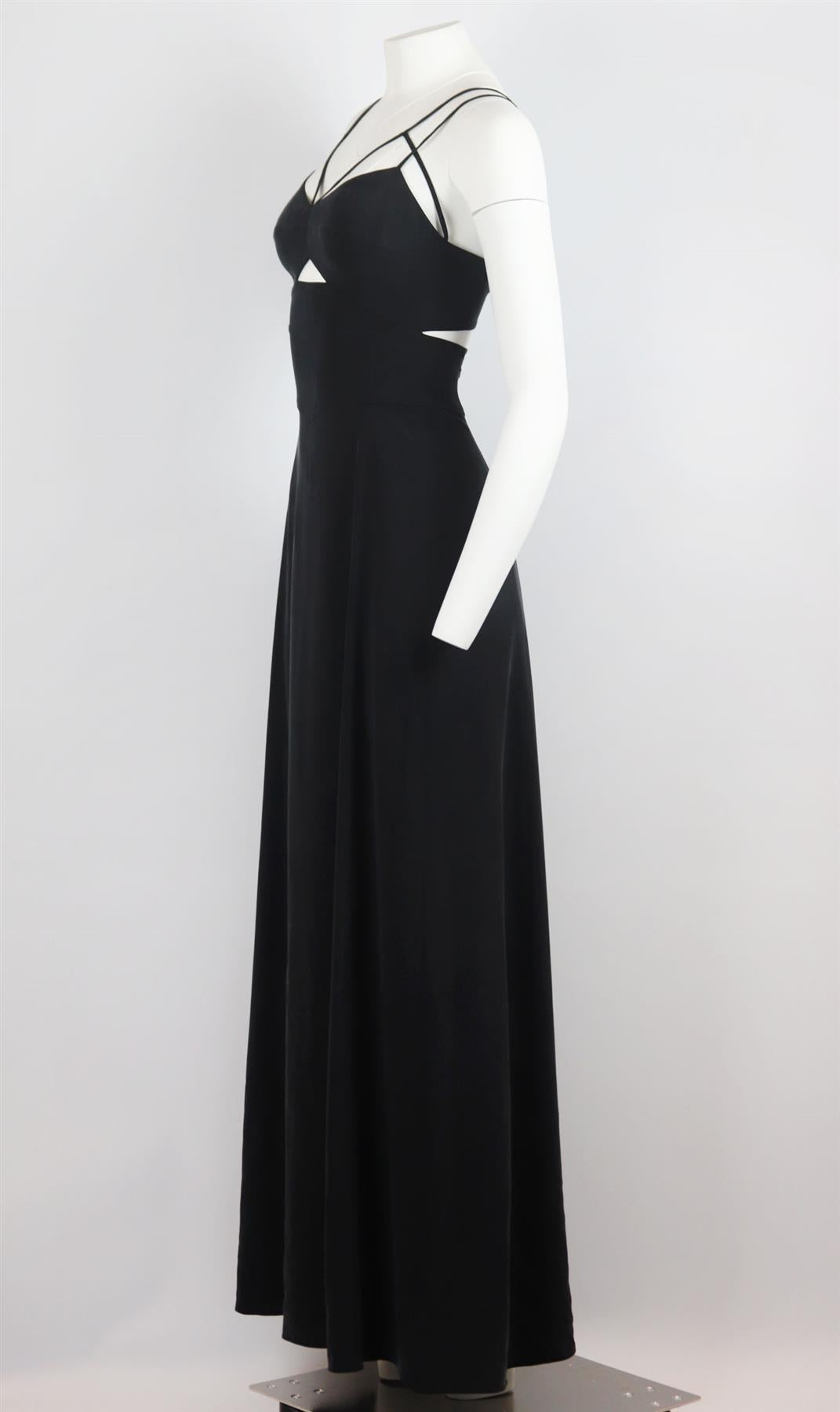 L'AGENCE ELSA CUTOUT WASHED SILK MAXI DRESS US 0 UK 4