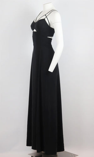 L'AGENCE ELSA CUTOUT WASHED SILK MAXI DRESS US 0 UK 4