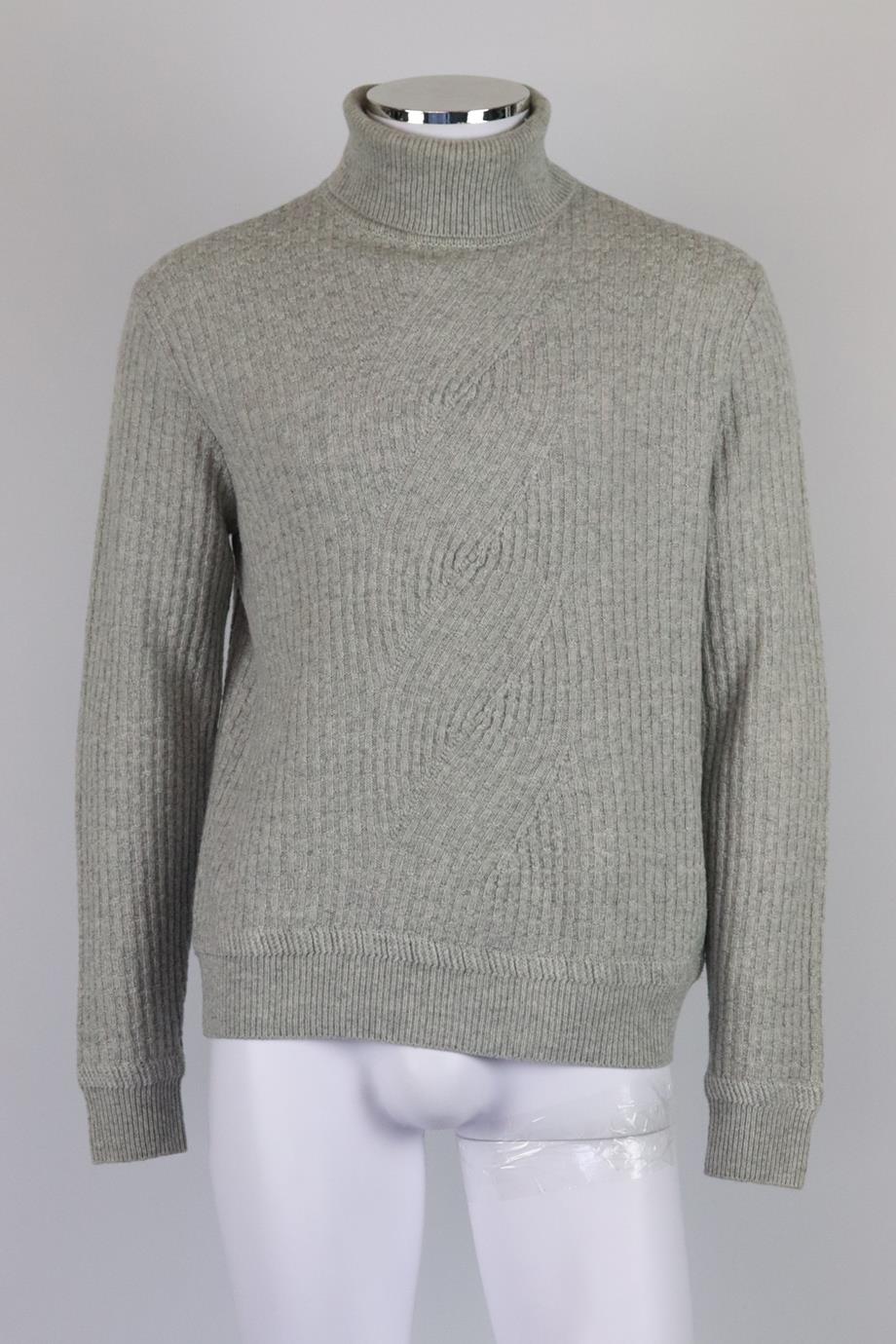 BERLUTI MEN'S RIBBED CASHMERE TURTLENECK SWEATER IT 50 UK/US CHEST 40