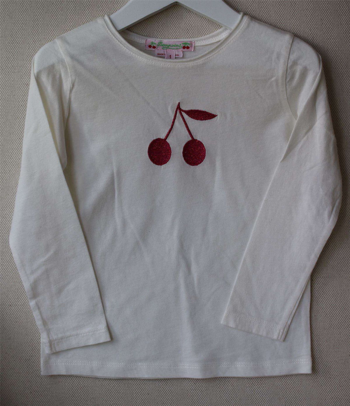 BONPOINT GIRLS IVORY CHERRY TOP 3-4 YEARS