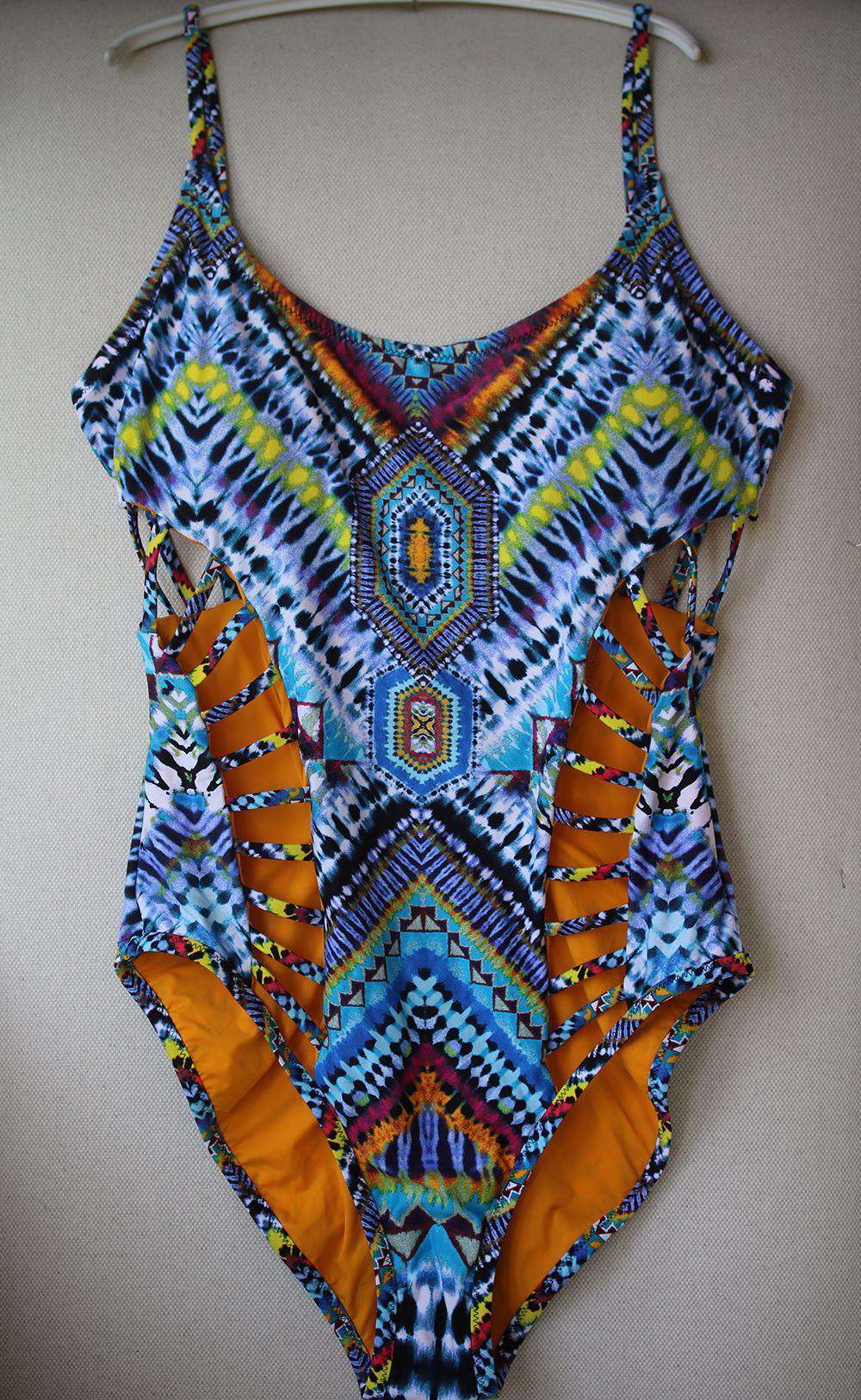 MARA HOFFMAN LATTICE ONE PIECE SWIMSUIT SMALL