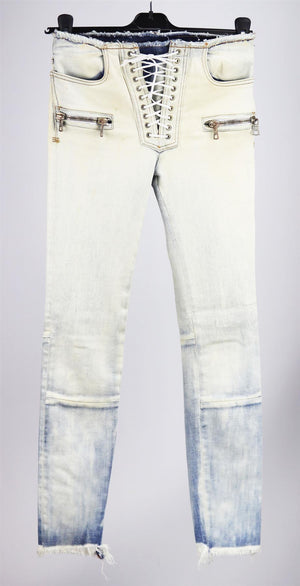 UNRAVEL PROJECT LACE UP DISTRESSED HIGH RISE SKINNY JEANS W25 UK 6/8