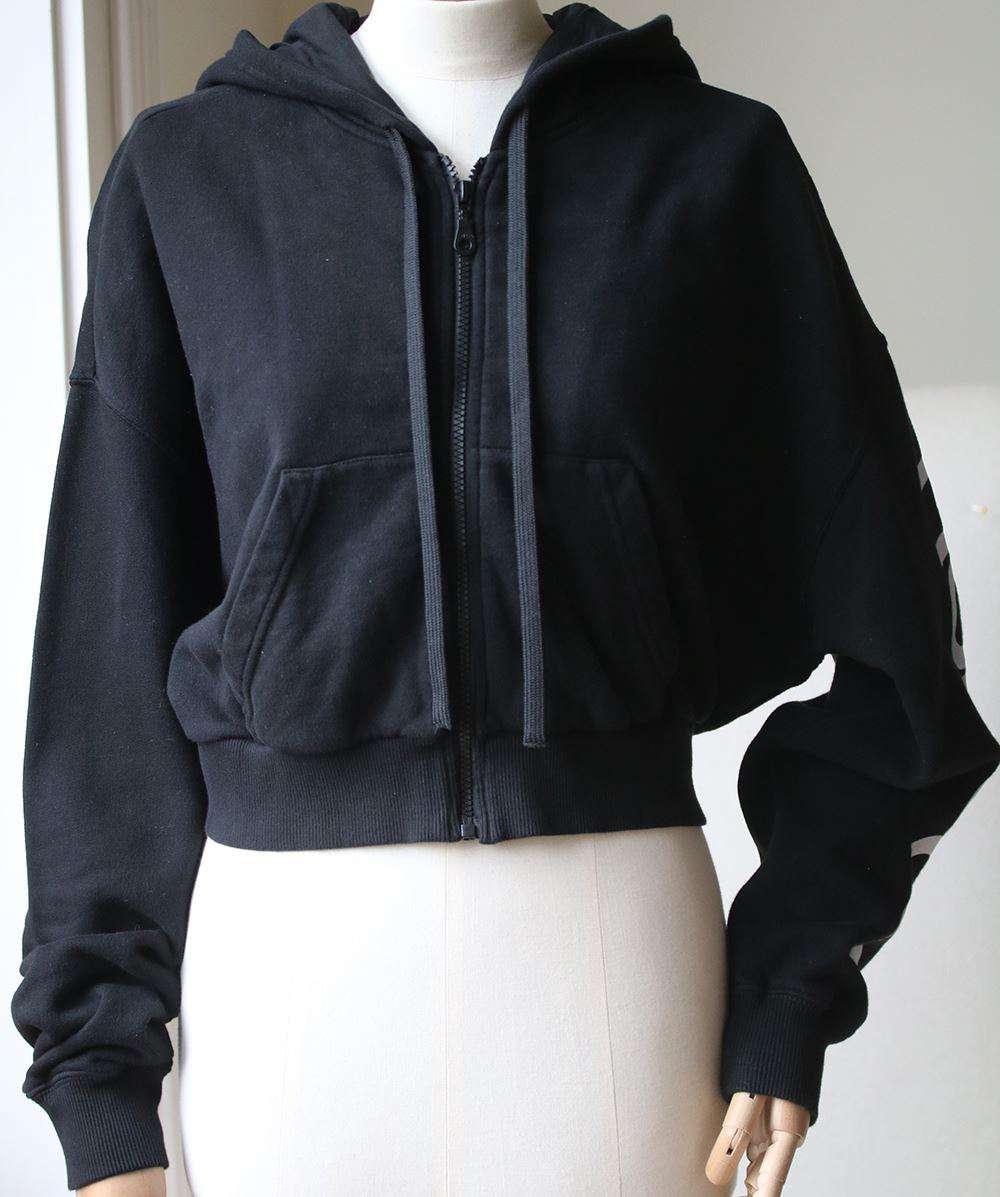 FIORUCCI LOGO COTTON FLEECE CROP HOODIE LARGE