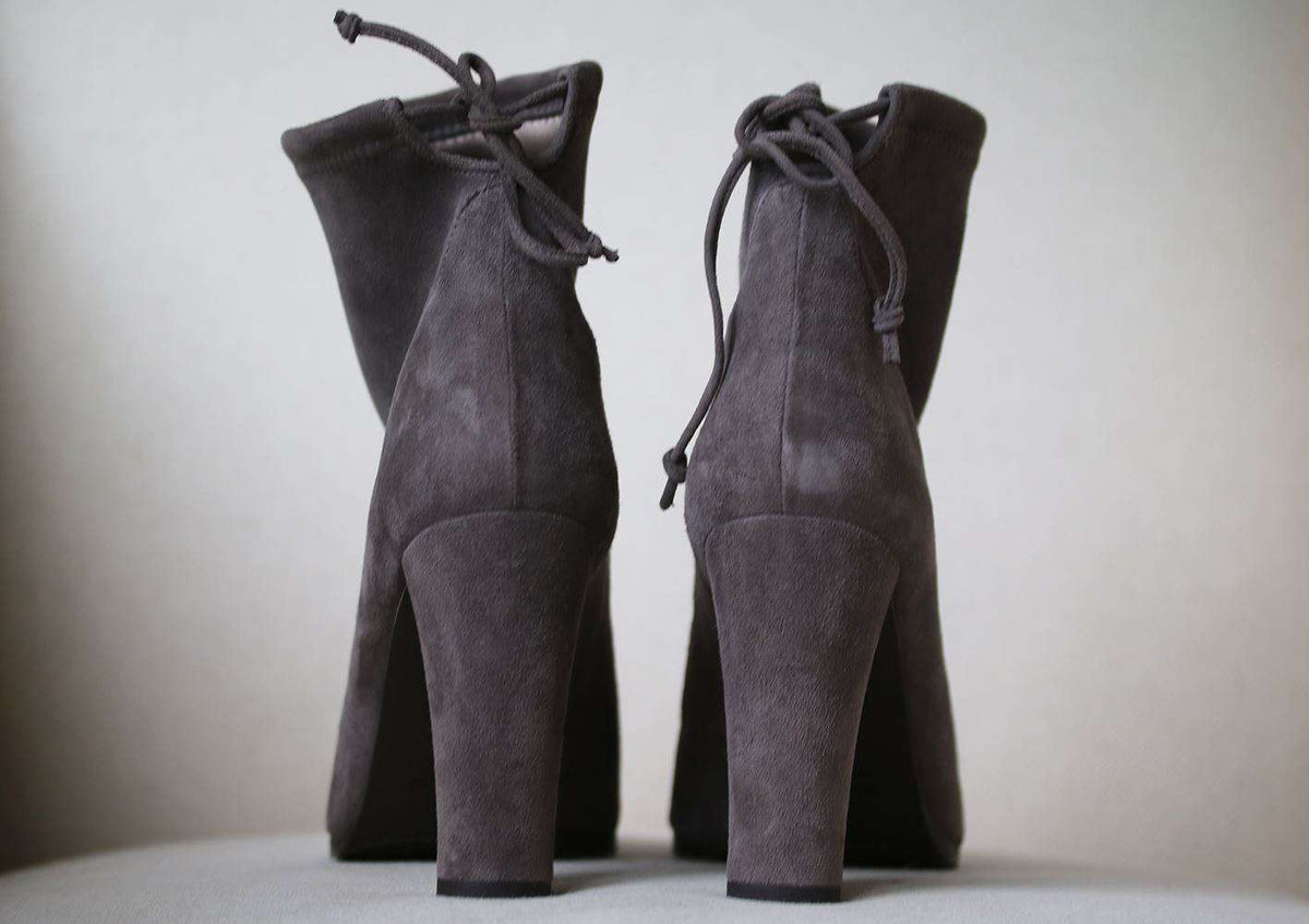 STUART WEITZMAN GLOVE STRETCH SUEDE ANKLE BOOTS EU 39.5 UK 6 US 9