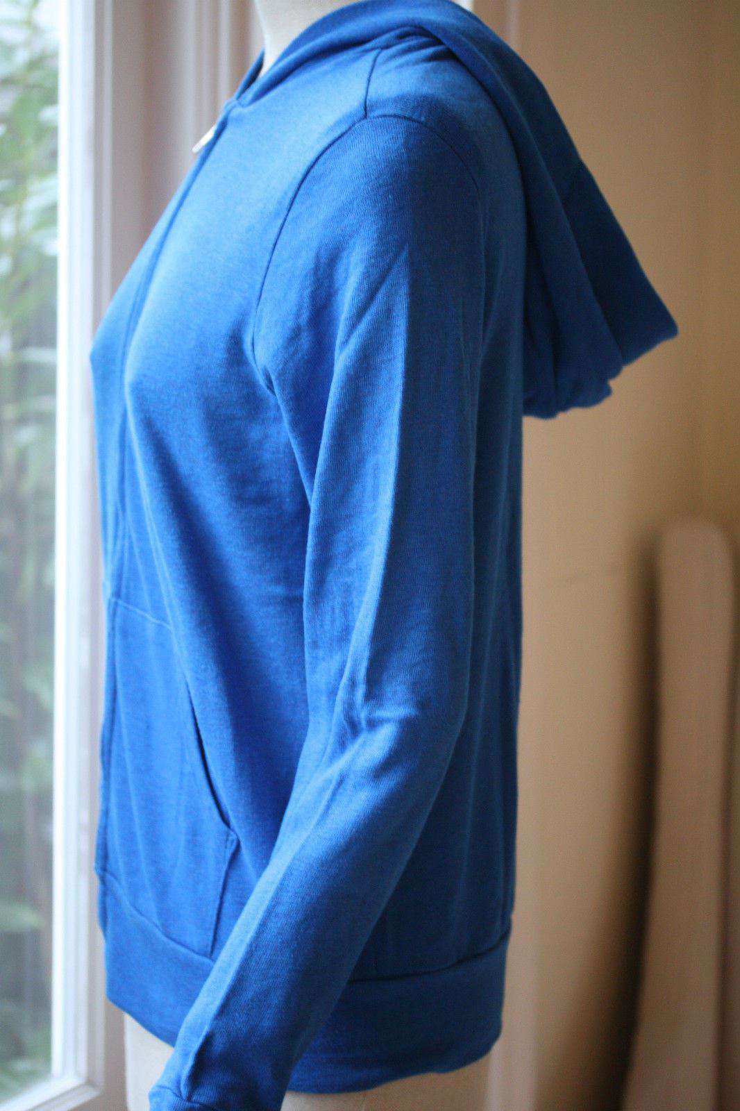 MONROW BLUE VINTAGE JERSEY CLASSIC HOODIE SWEATER MEDIUM