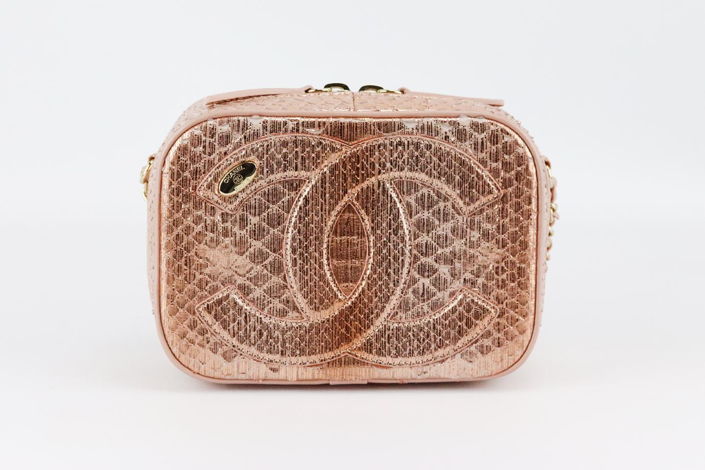 CHANEL 2019 MANIA CAMERA CASE METALLIC PYTHON AND LEATHER SHOULDER