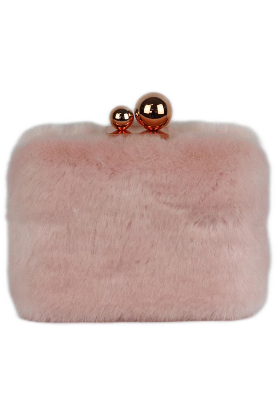 Faux Fur Clutch Bag Vintage Pearl Chain Handle Handbag Shell Purse  Crossbody Bag | eBay