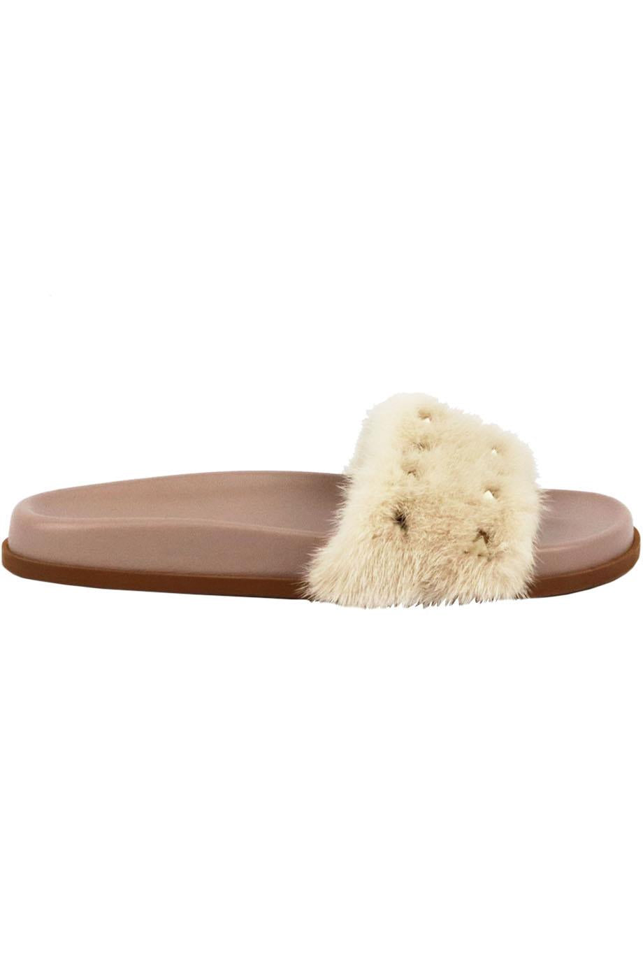 VALENTINO GARAVANI ROCKSTUD MINK FUR SLIDES EU 38.5 UK 5.5 US 8.5