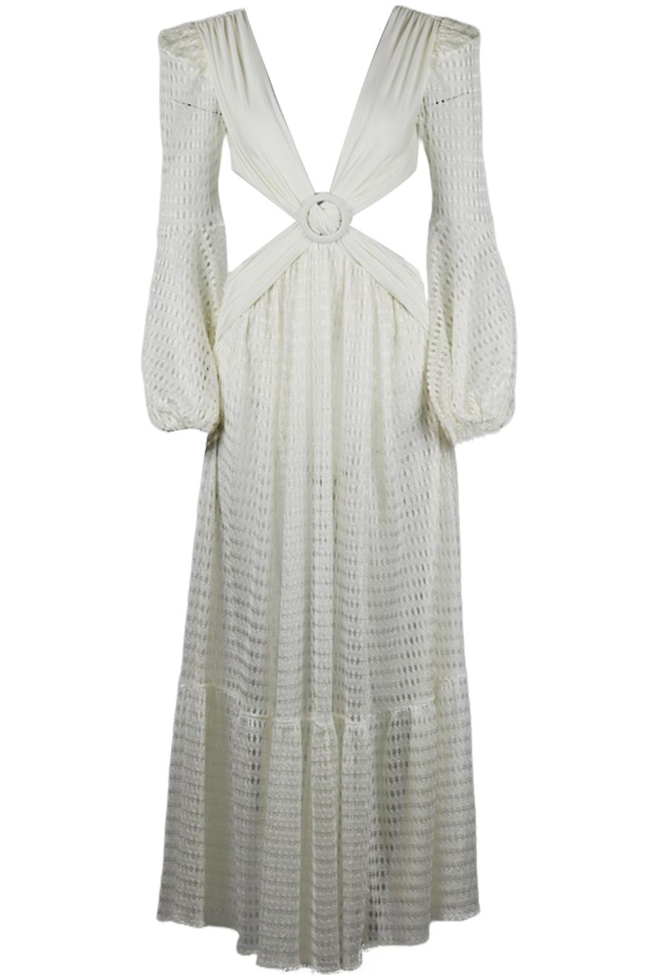 PATBO STRETCH JERSEY AND CROCHET KNIT MAXI DRESS SMALL