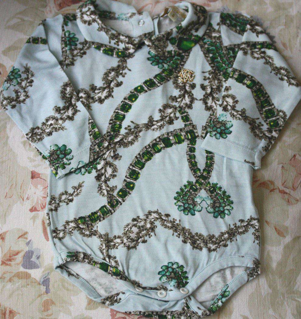 ROBERTO CAVALLI BABY EMERALD PRINT BODYSUIT SHORTIE 6 MONTHS