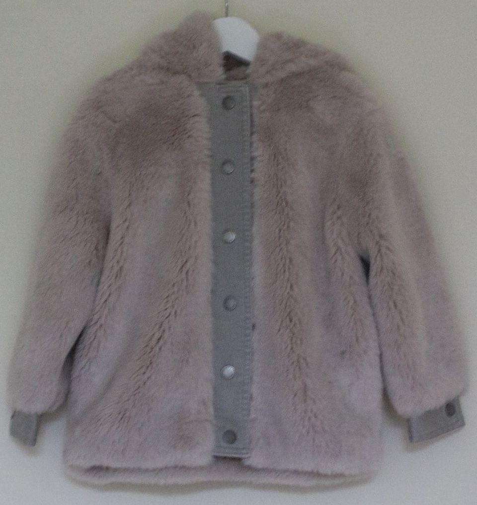 STELLA MCCARTNEY KIDS GIRLS GREY SYNTHETIC FUR TREASURE HOODED COAT 4 YEARS