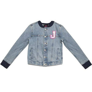 JUICY COUTURE KIDS GIRLS PATCH DENIM BOMBER JACKET 4-6 YEARS