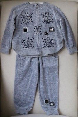 LITTLE MARC JACOBS BABY GIRLS GREY VELOUR TRACKSUIT 3 YEARS