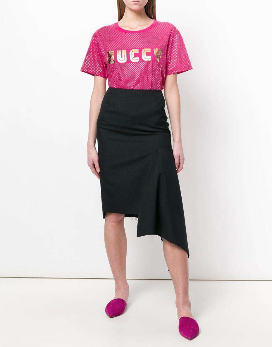 GUCCI GUCCY PRINT JERSEY T-SHIRT XSMALL