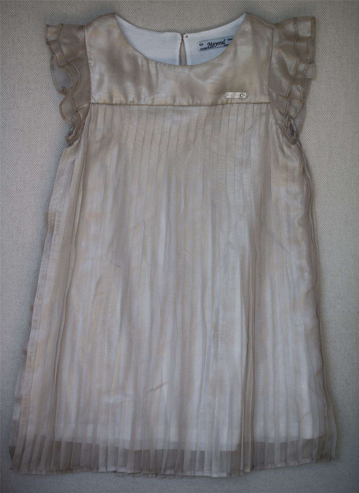 MAYORAL CHIC GIRLS GOLD CHIFFON PLEATED DRESS 4 YEARS