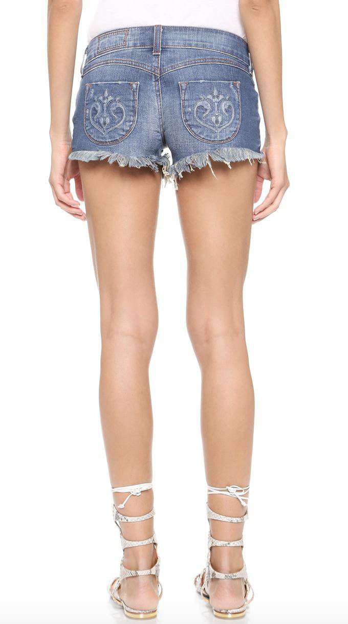 SIWY CAMILLA CUTOFF DENIM SHORTS IN FOLLOW THE LEADER W25 UK 6/8
